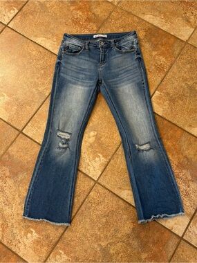 KanCan Medium Blue Distressed Flare Jeans